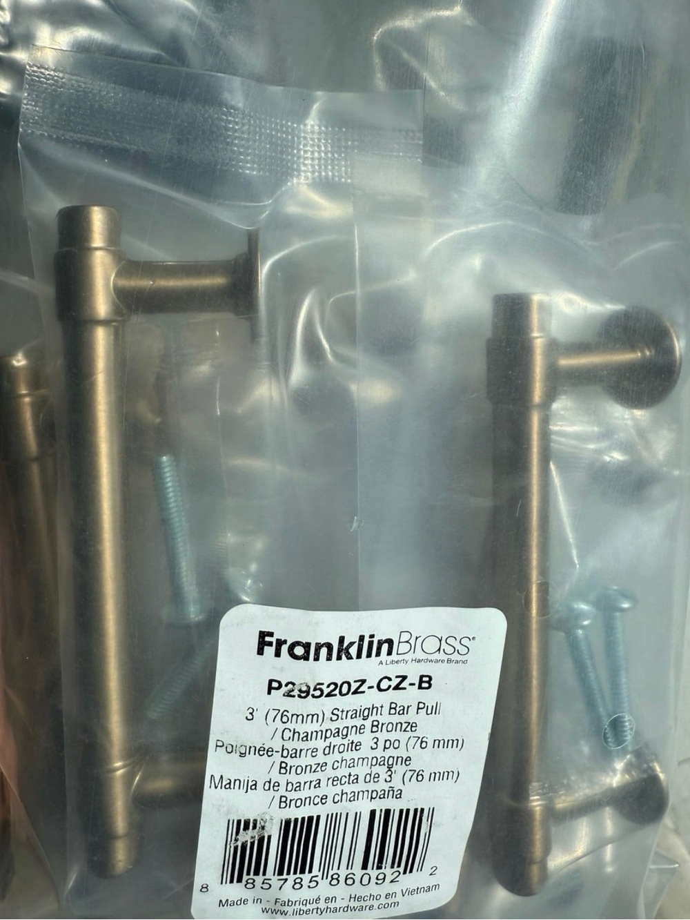 Champagne Bronze 3" Straight Bar Pull - Modern Cabinet Hardware